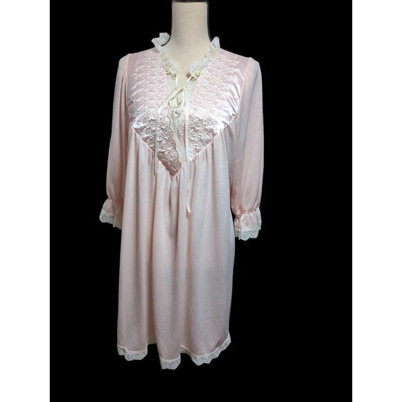 Vtg Women's Indulgence Nightgown Pink Sz M Lace Angelic Feminine Fairy 90s Y2K - Picture 3 of 13